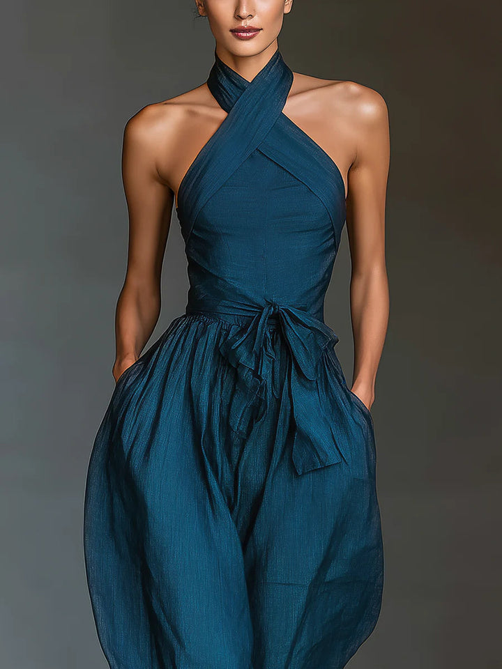 Celeste | Cross Halter Jumpsuit