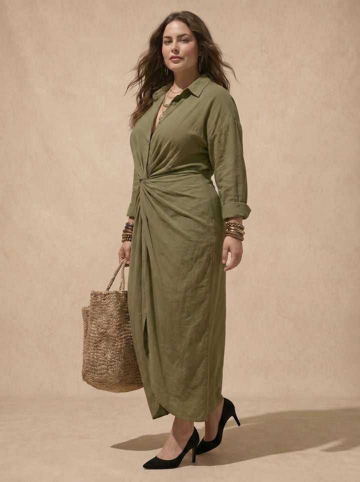 Camille | Knotted Shirt Dress