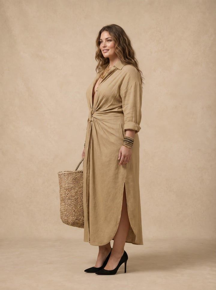 Camille | Knotted Shirt Dress