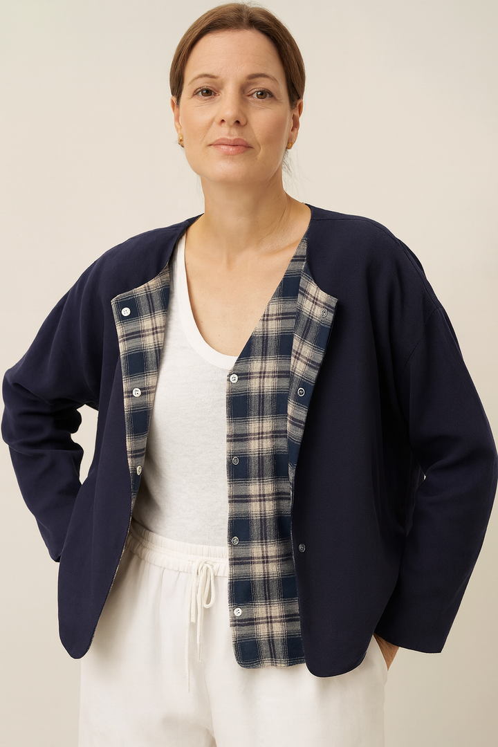 Navy Check Jacket