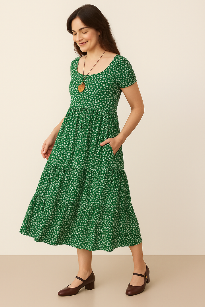 Dotted Tiered Dress