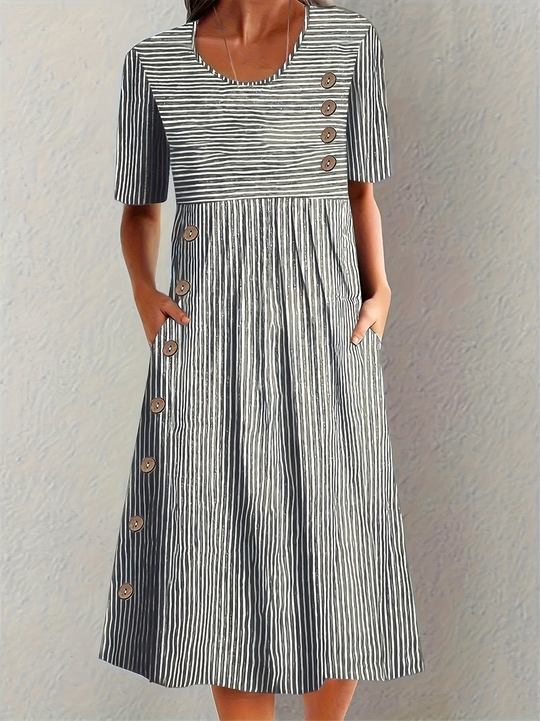 Margaret | Striped Button Dress