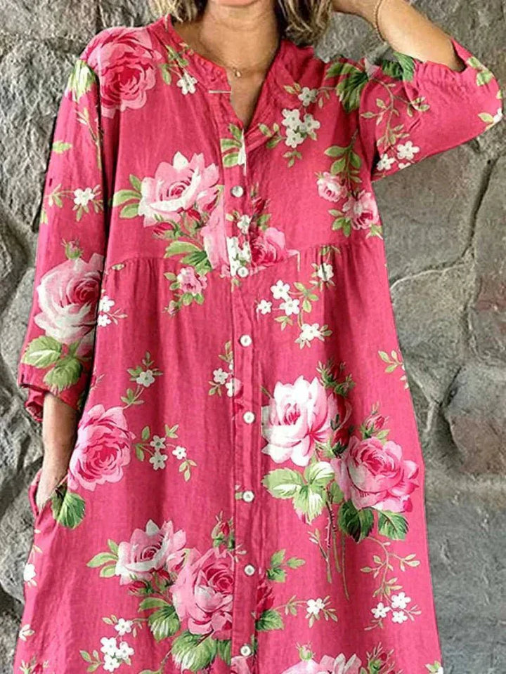 Rosemary | Floral Button Dress