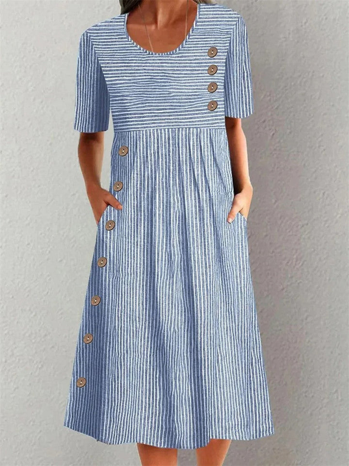 Margaret | Striped Button Dress
